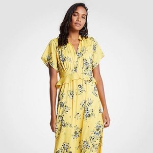 Ann Taylor Yellow Boho Floral Midi Dress